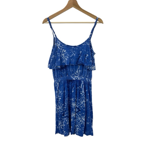 Threads 4 Thought action Blue White Tiered Tie Dye Mini Strappy Dress - Picture 2 of 6